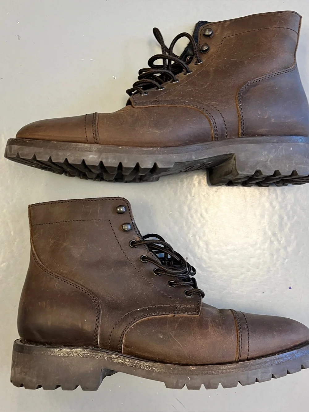 Thursday Boot Company Men's Brown Leather Cap Toe Lace-Up Boots size 7.5